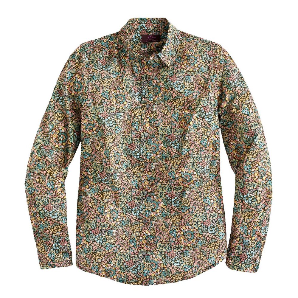NWT J.Crew Liberty Little Marquess Perfect Shirt in Black Floral Button Down 6
